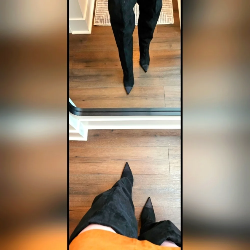 Good American The Weekend Black Suede Over The Knee Boot Size 9